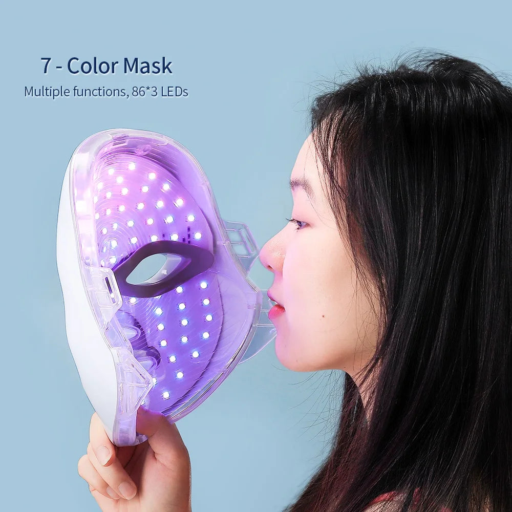 7-Farben LED-Lichtmaske mit Halstherapie