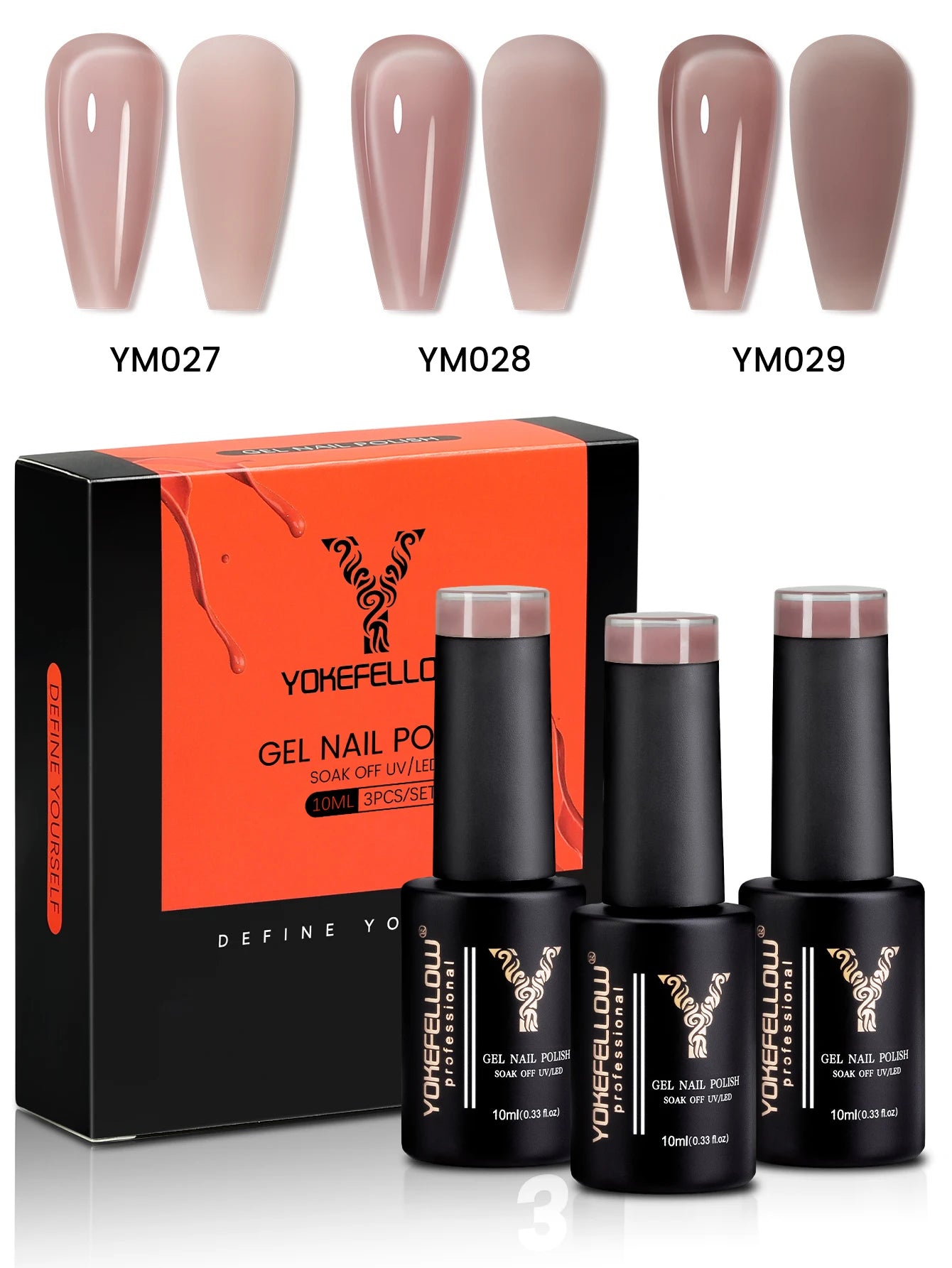 YYOKEFELLOW Gel Nail Polish Set (3 x 10 ml)