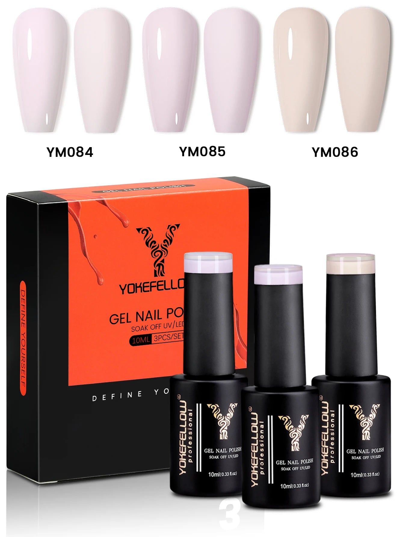 YYOKEFELLOW Gel Nail Polish Set (3 x 10 ml)