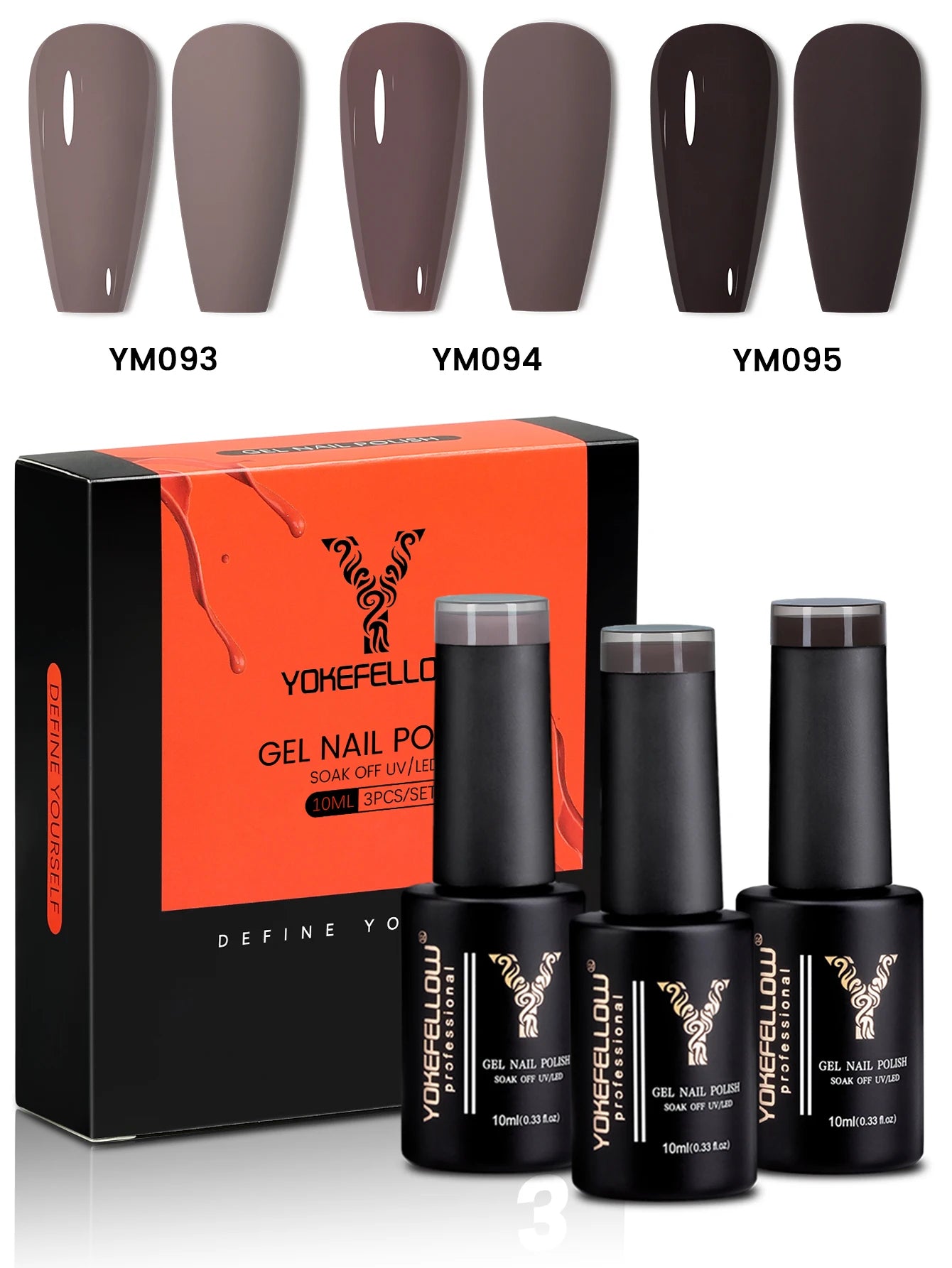 YYOKEFELLOW Gel Nail Polish Set (3 x 10 ml)