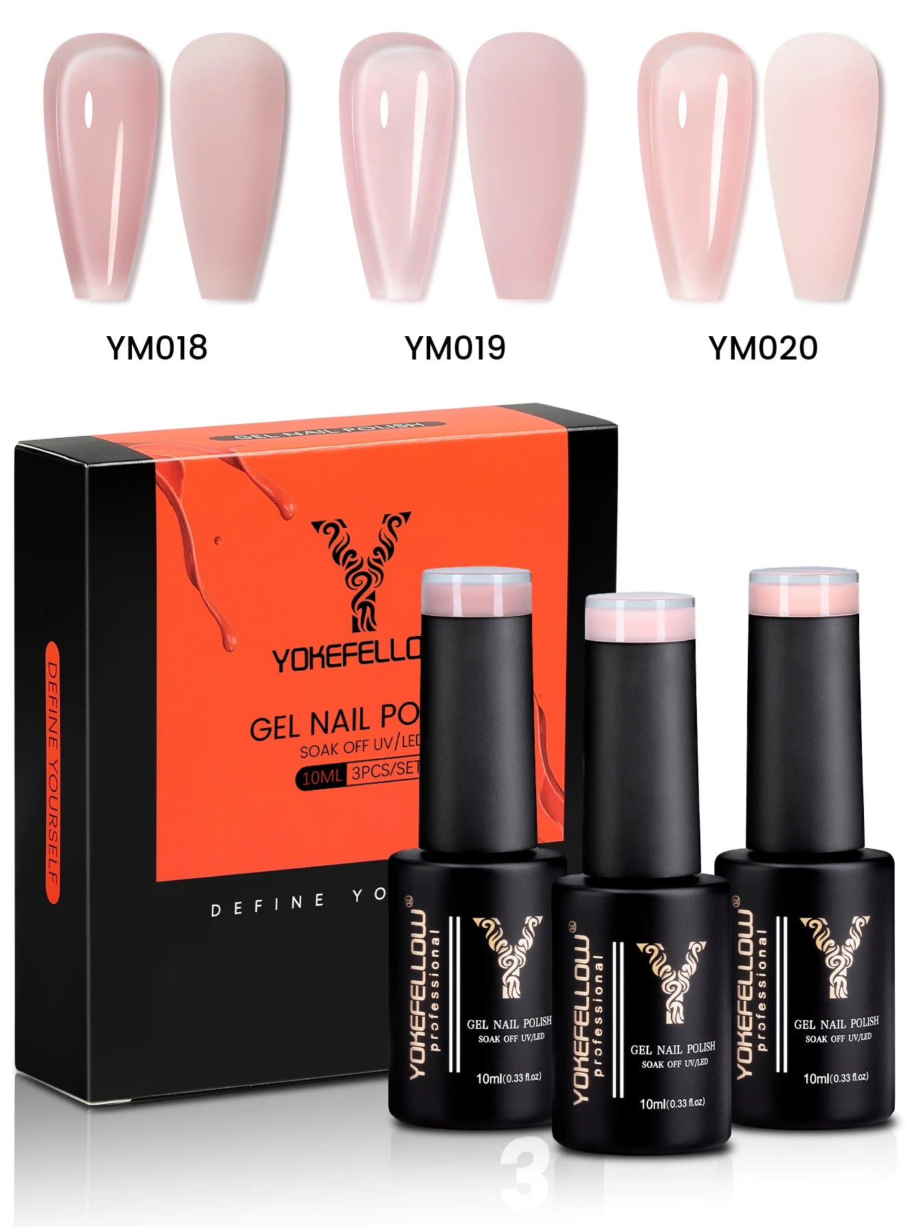 YYOKEFELLOW Gel Nail Polish Set (3 x 10 ml)