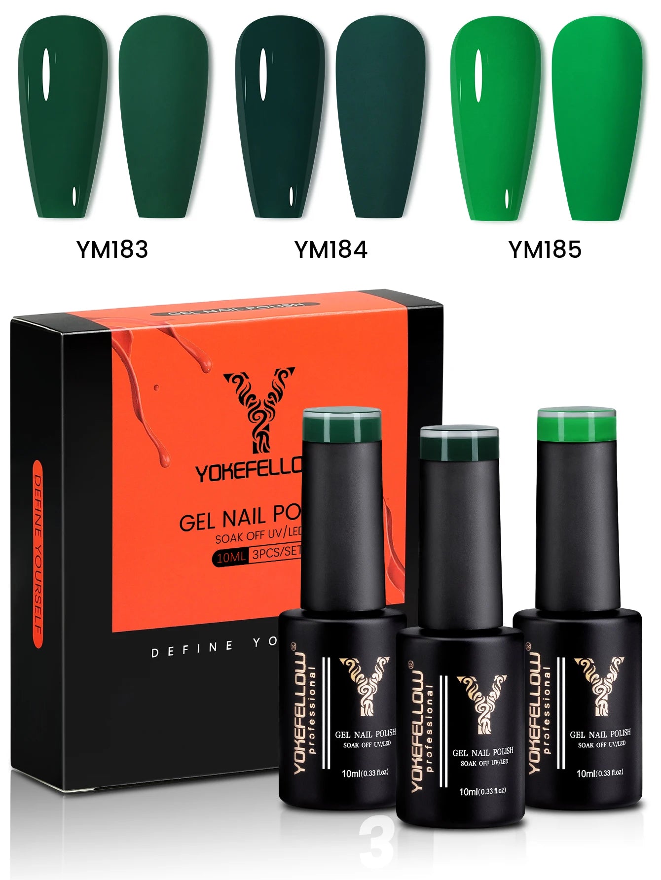 YYOKEFELLOW Gel Nail Polish Set (3 x 10 ml)