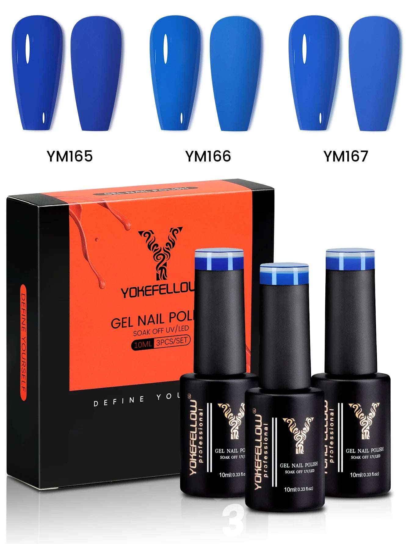 YYOKEFELLOW Gel Nail Polish Set (3 x 10 ml)