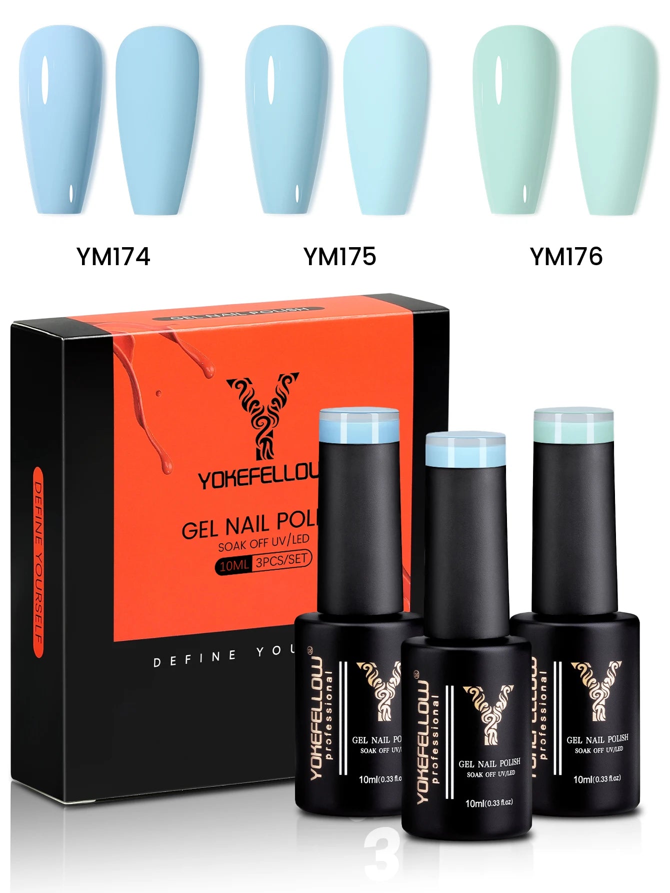 YYOKEFELLOW Gel Nail Polish Set (3 x 10 ml)