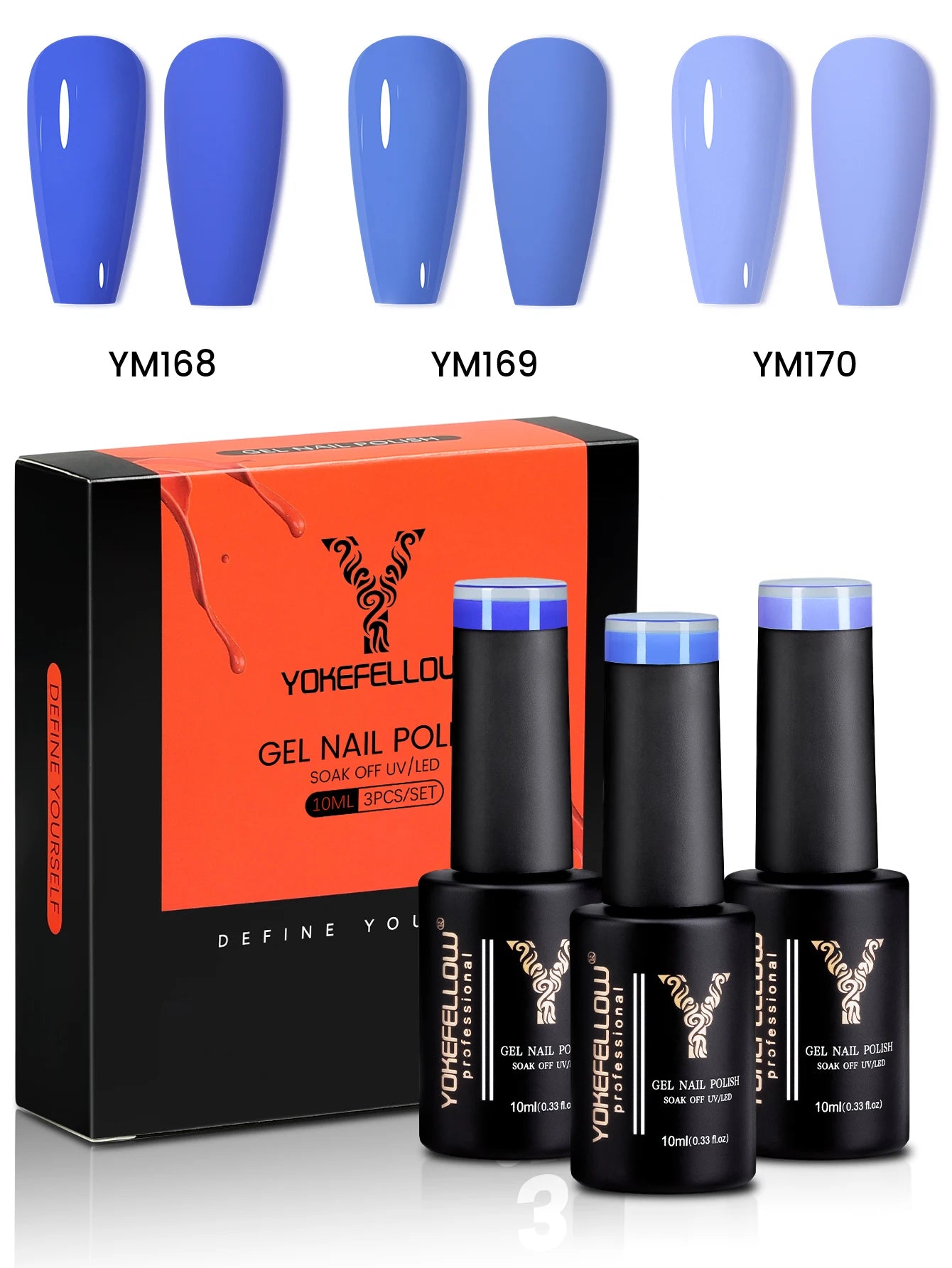 YYOKEFELLOW Gel Nail Polish Set (3 x 10 ml)