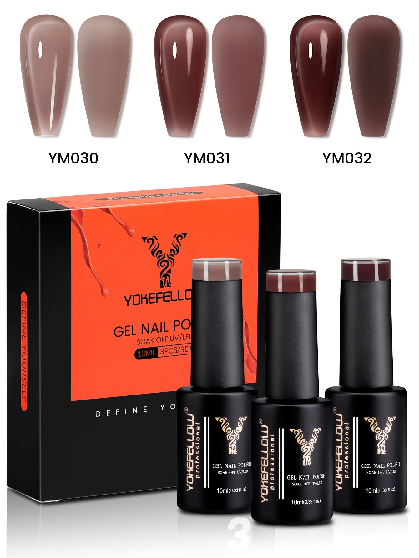 YYOKEFELLOW Gel Nail Polish Set (3 x 10 ml)