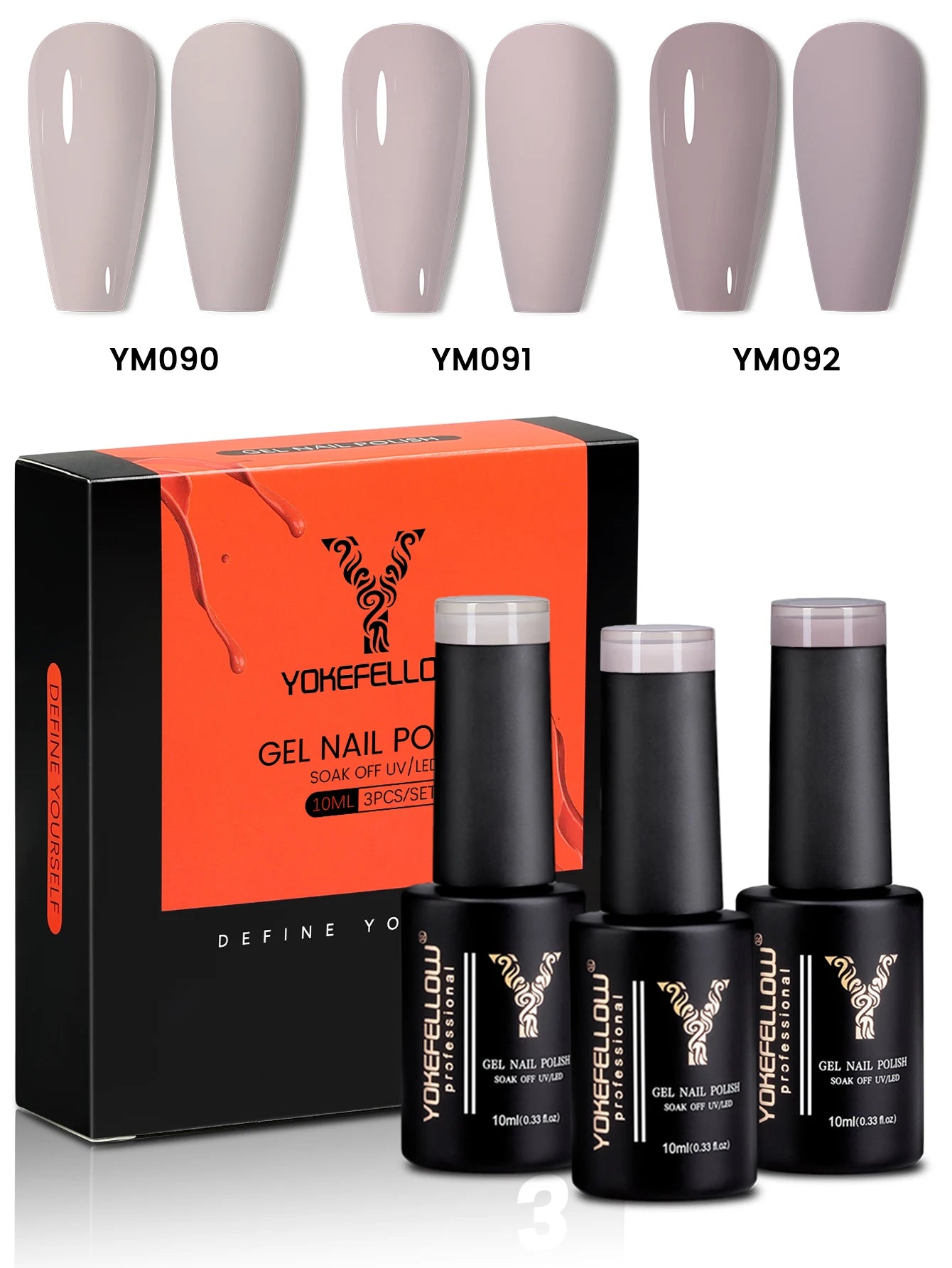 YYOKEFELLOW Gel Nail Polish Set (3 x 10 ml)