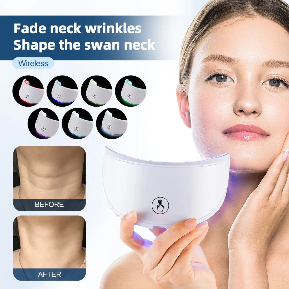7-Farben LED-Lichtmaske mit Halstherapie