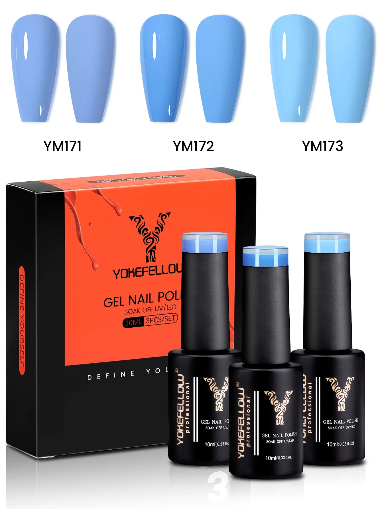 YYOKEFELLOW Gel Nail Polish Set (3 x 10 ml)