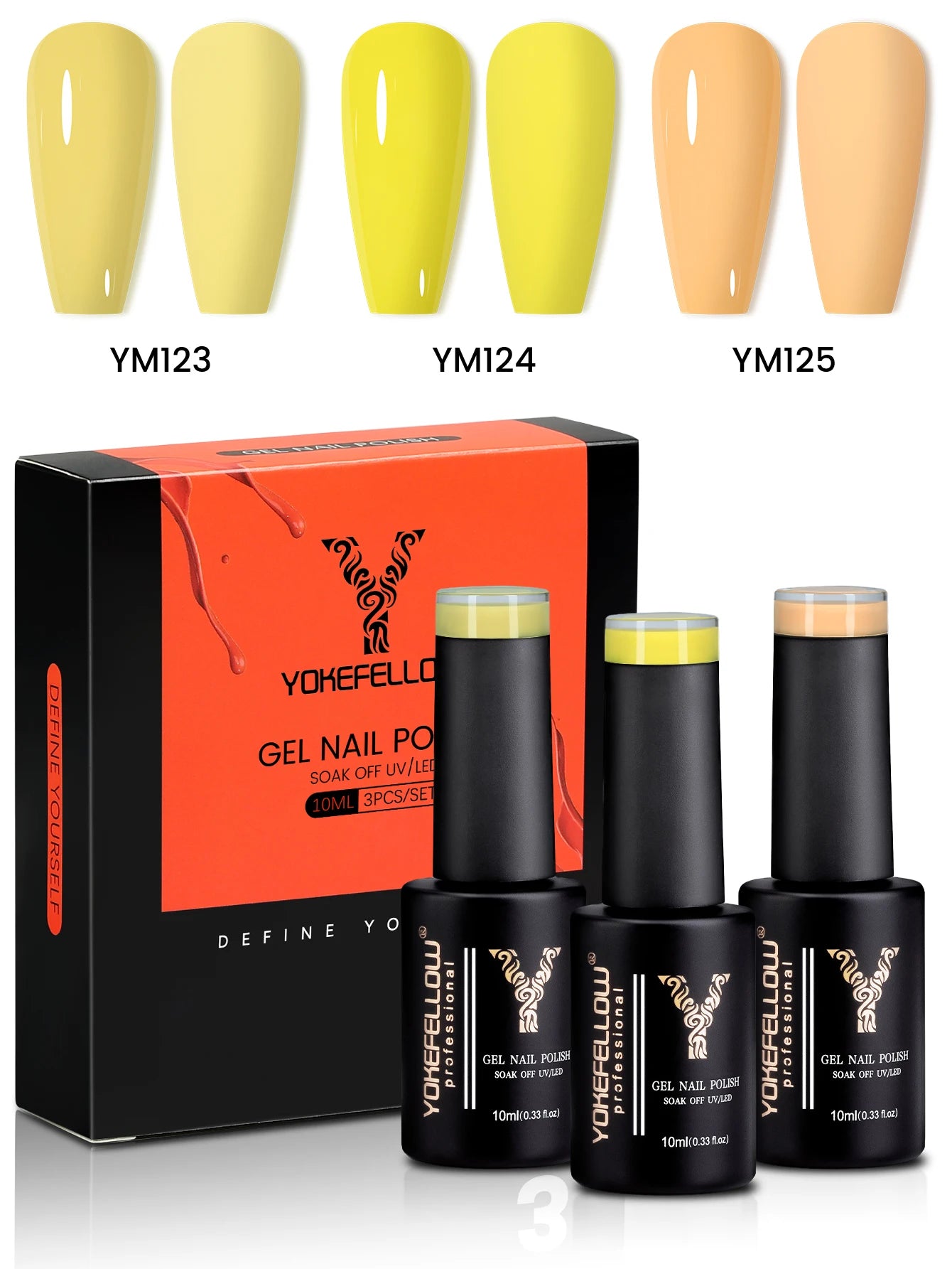 YYOKEFELLOW Gel Nail Polish Set (3 x 10 ml)