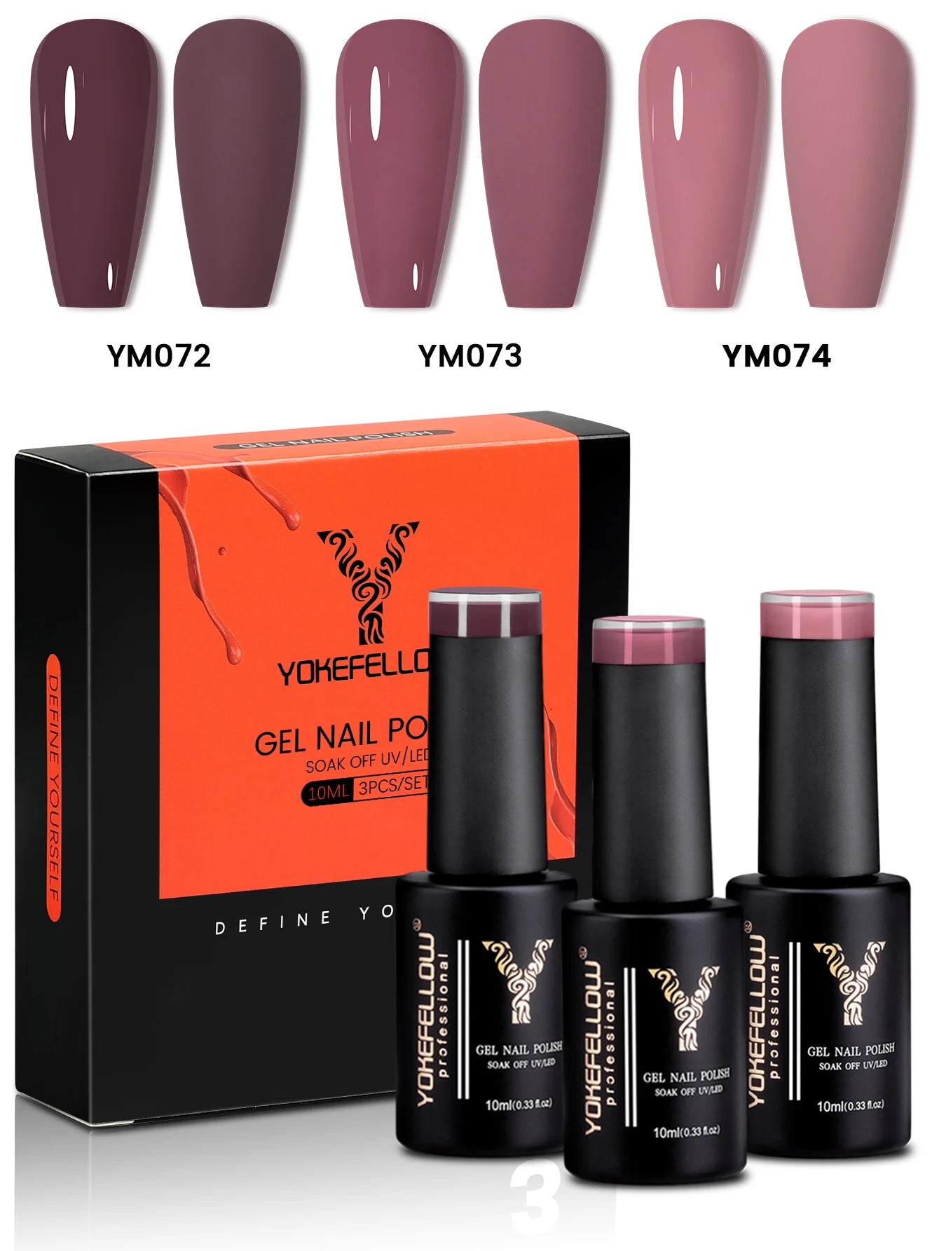 YYOKEFELLOW Gel Nail Polish Set (3 x 10 ml)