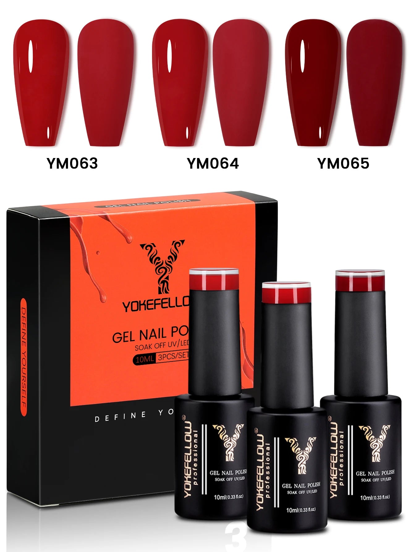 YYOKEFELLOW Gel Nail Polish Set (3 x 10 ml)