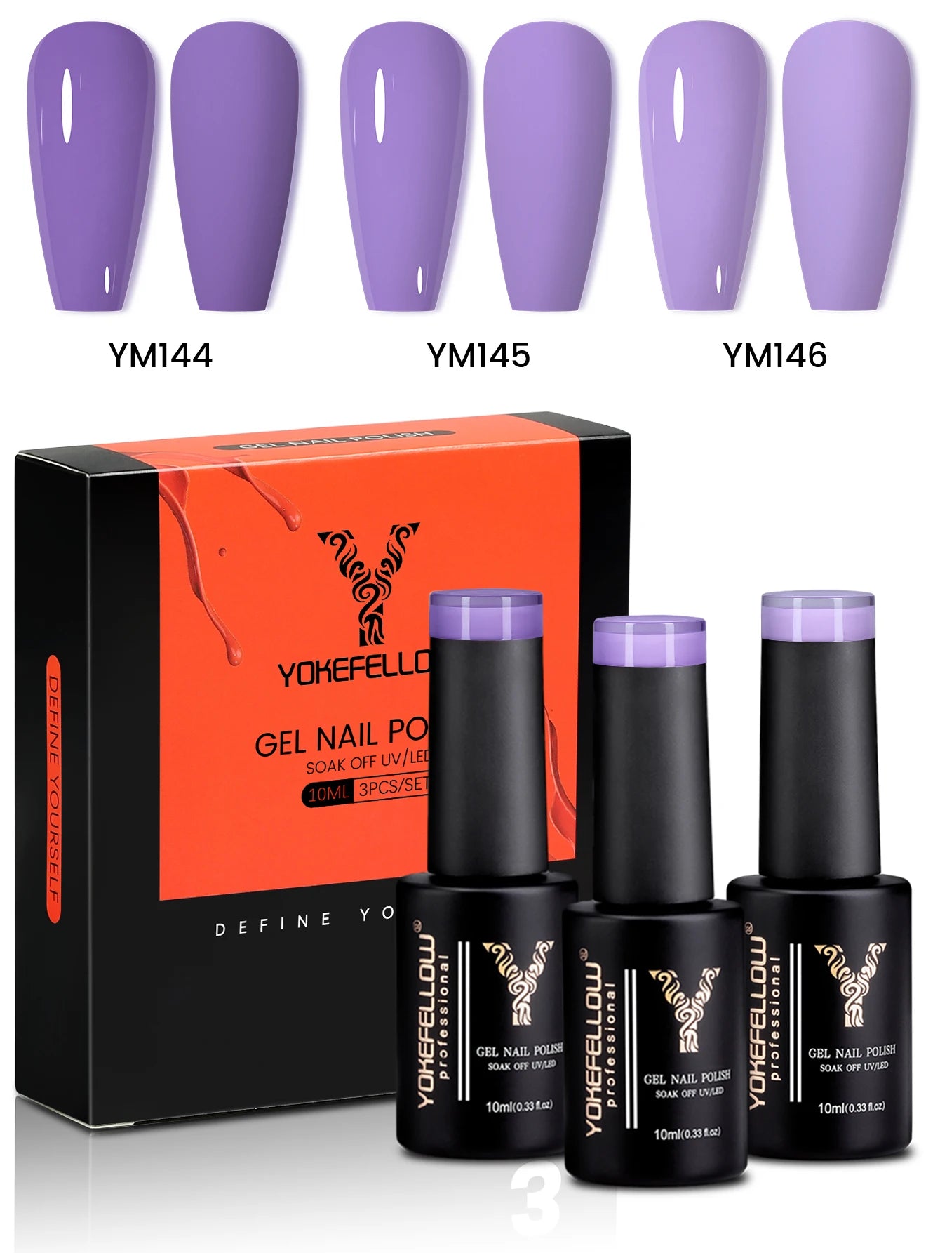 YYOKEFELLOW Gel Nail Polish Set (3 x 10 ml)