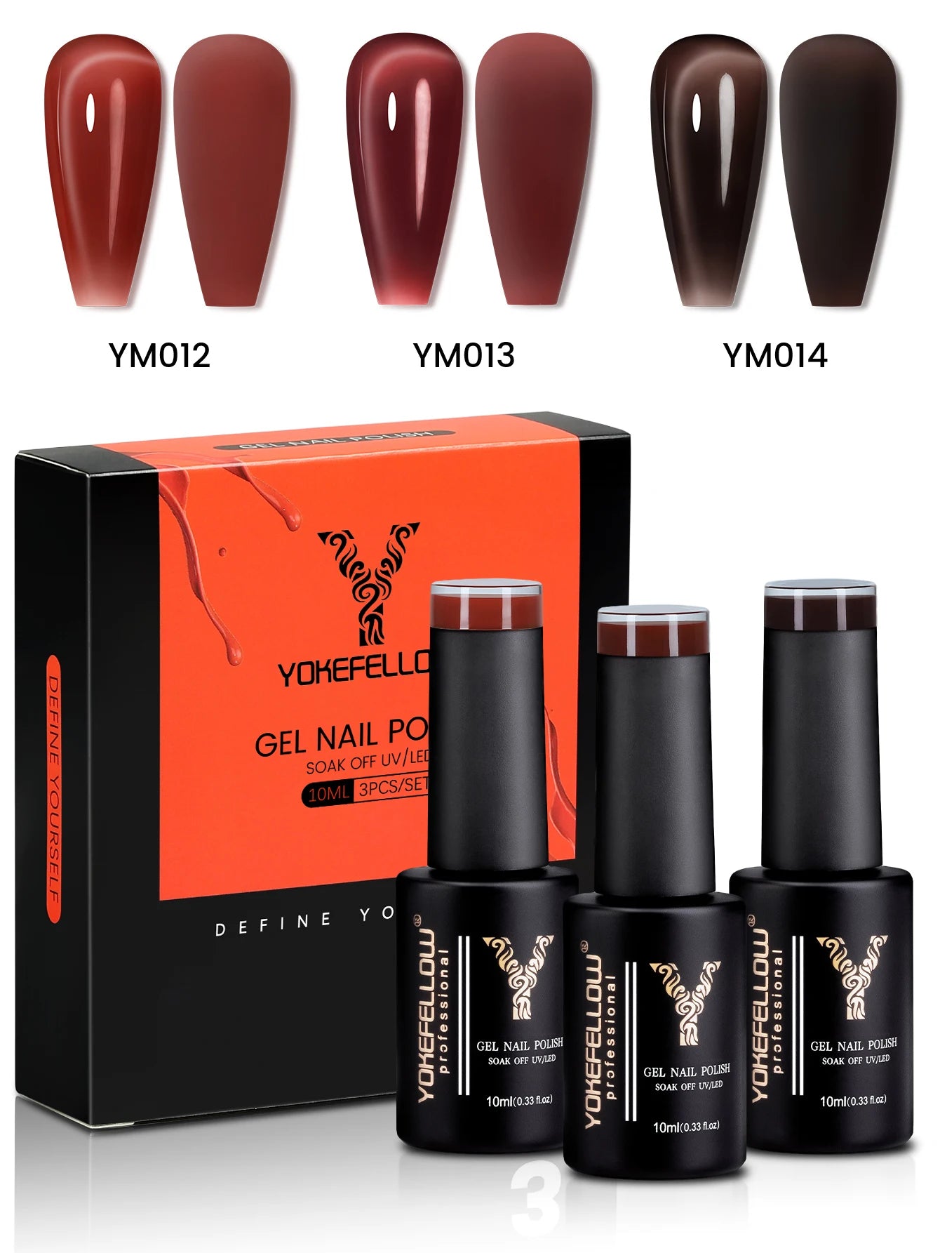 YYOKEFELLOW Gel Nail Polish Set (3 x 10 ml)