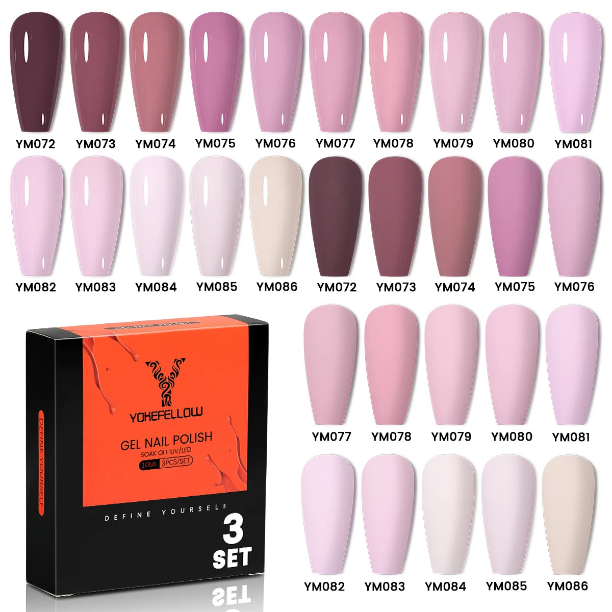 YYOKEFELLOW Gel Nail Polish Set (3 x 10 ml)