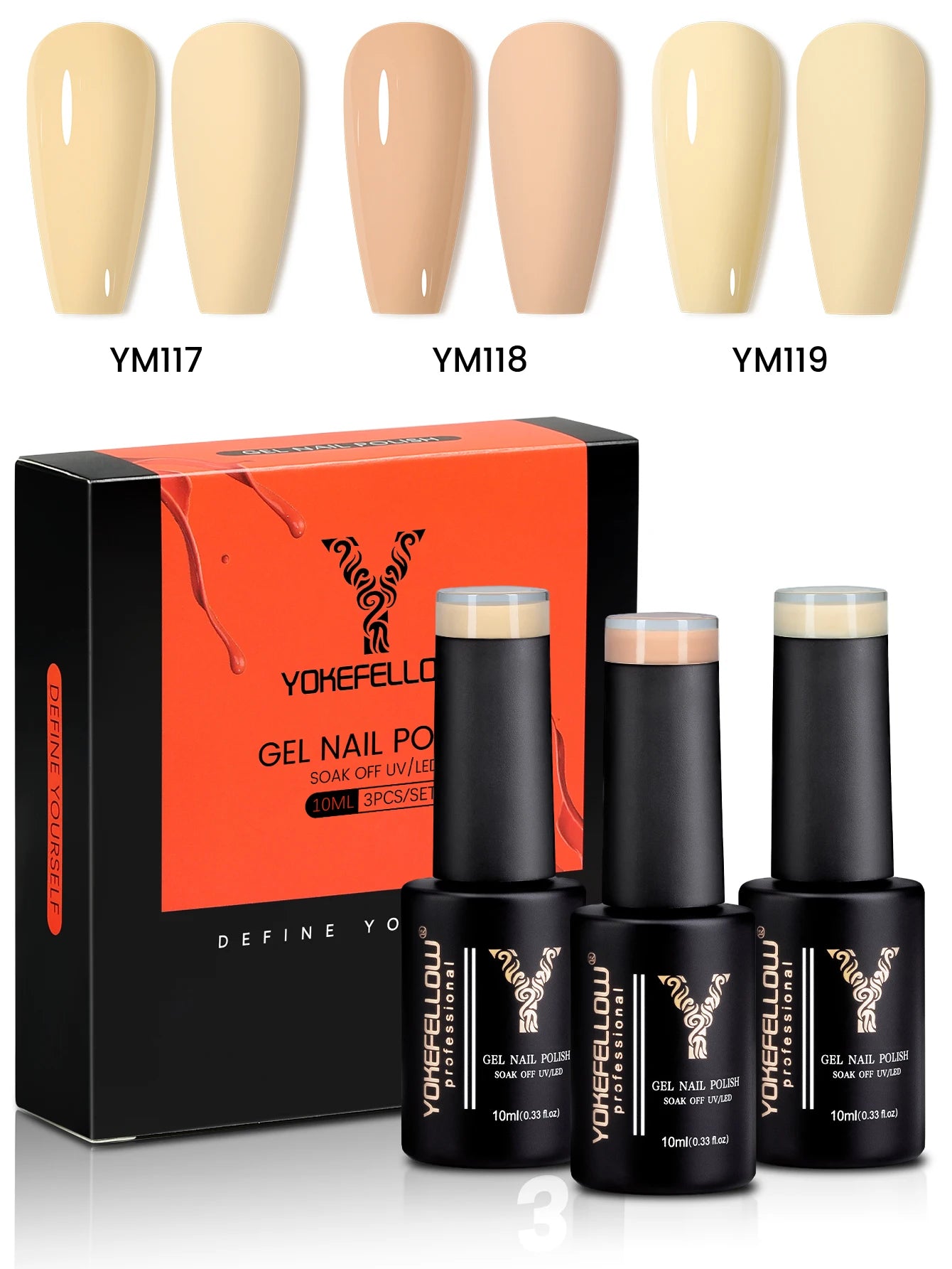 YYOKEFELLOW Gel Nail Polish Set (3 x 10 ml)