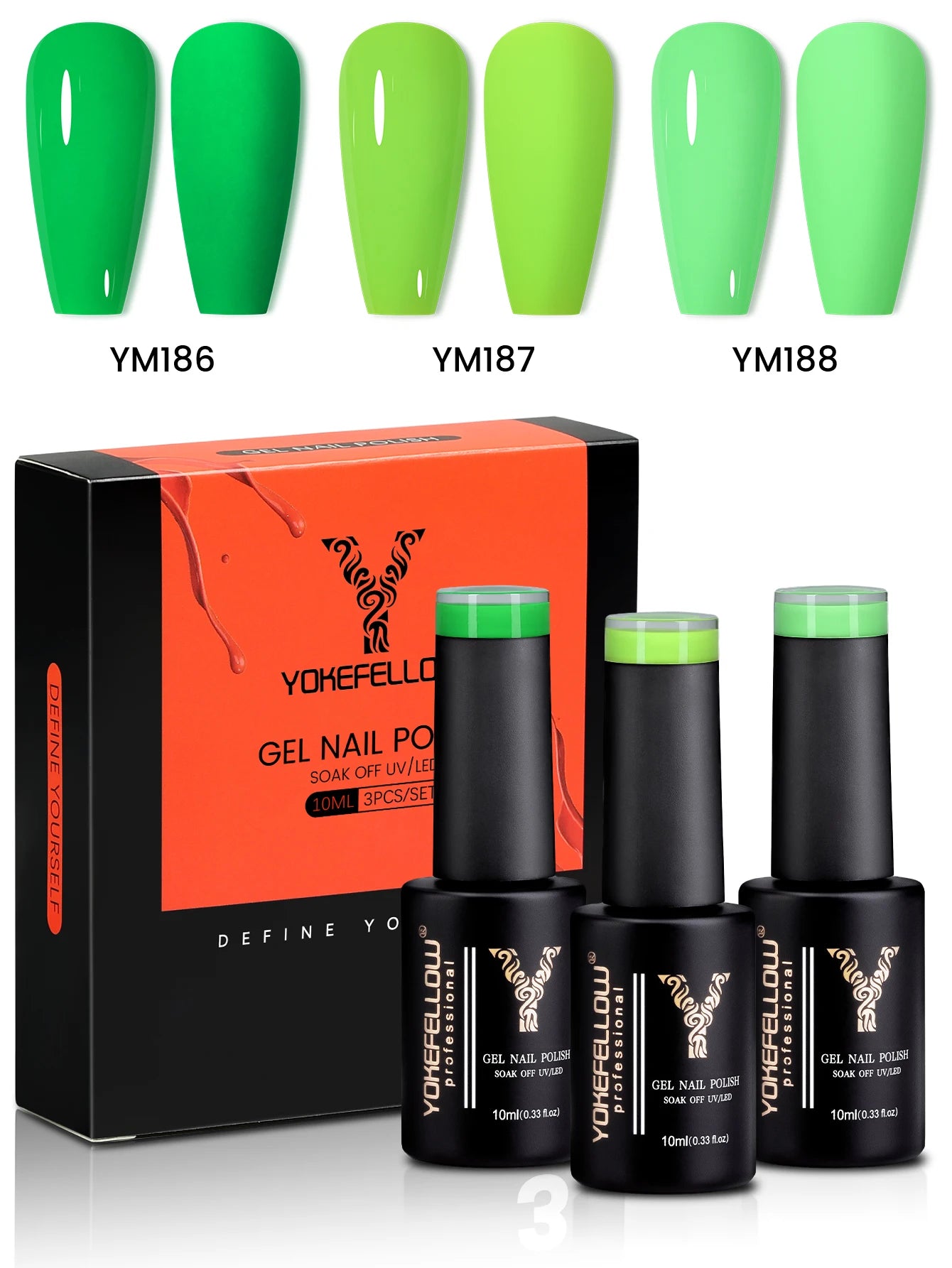 YYOKEFELLOW Gel Nail Polish Set (3 x 10 ml)