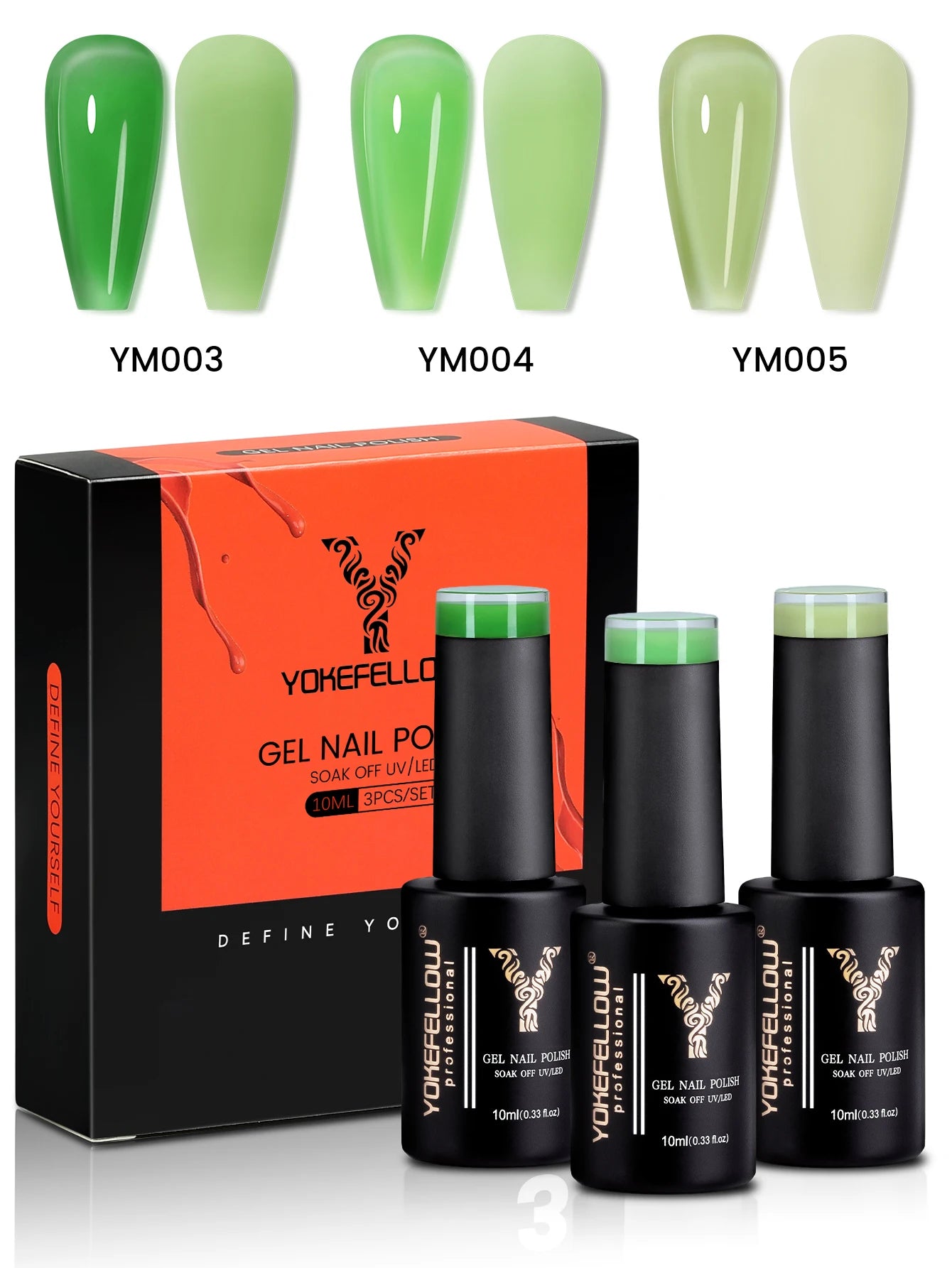 YYOKEFELLOW Gel Nail Polish Set (3 x 10 ml)