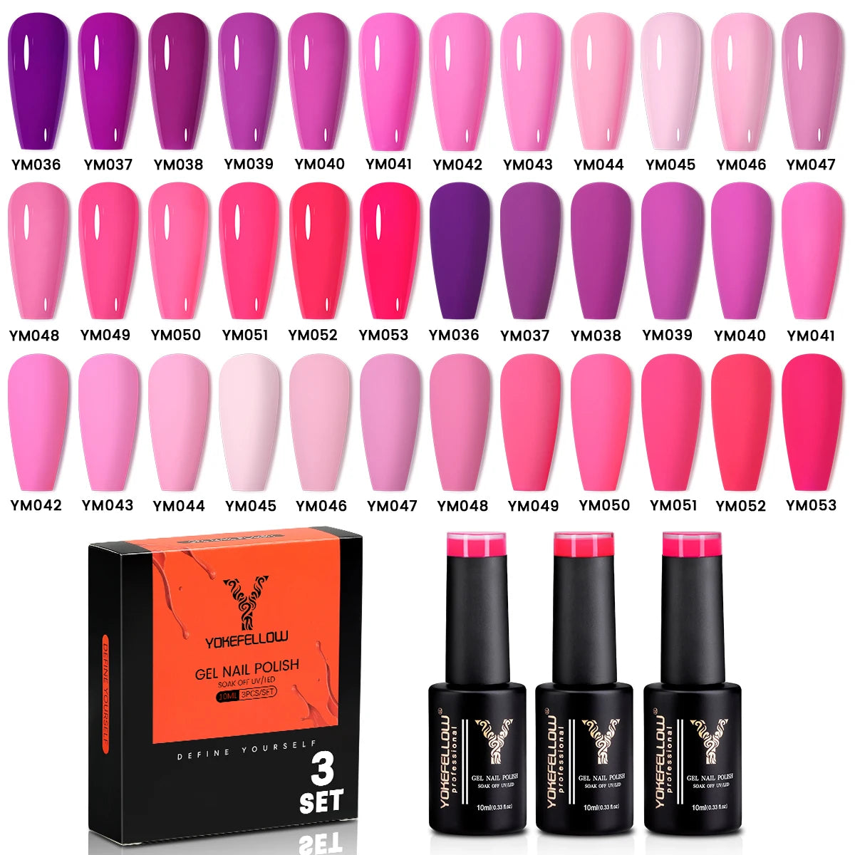 YYOKEFELLOW Gel Nail Polish Set (3 x 10 ml)