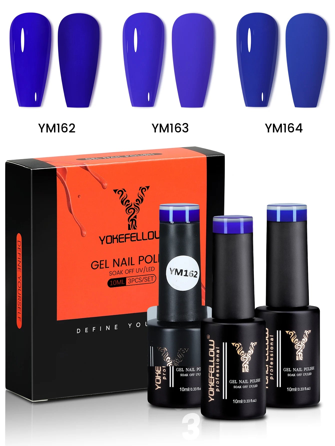 YYOKEFELLOW Gel Nail Polish Set (3 x 10 ml)