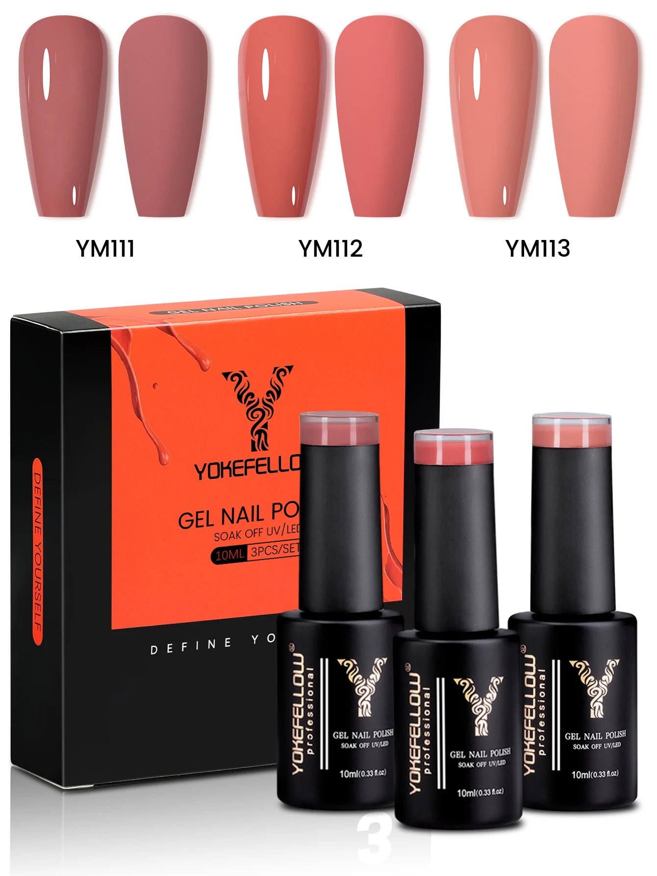 YYOKEFELLOW Gel Nail Polish Set (3 x 10 ml)