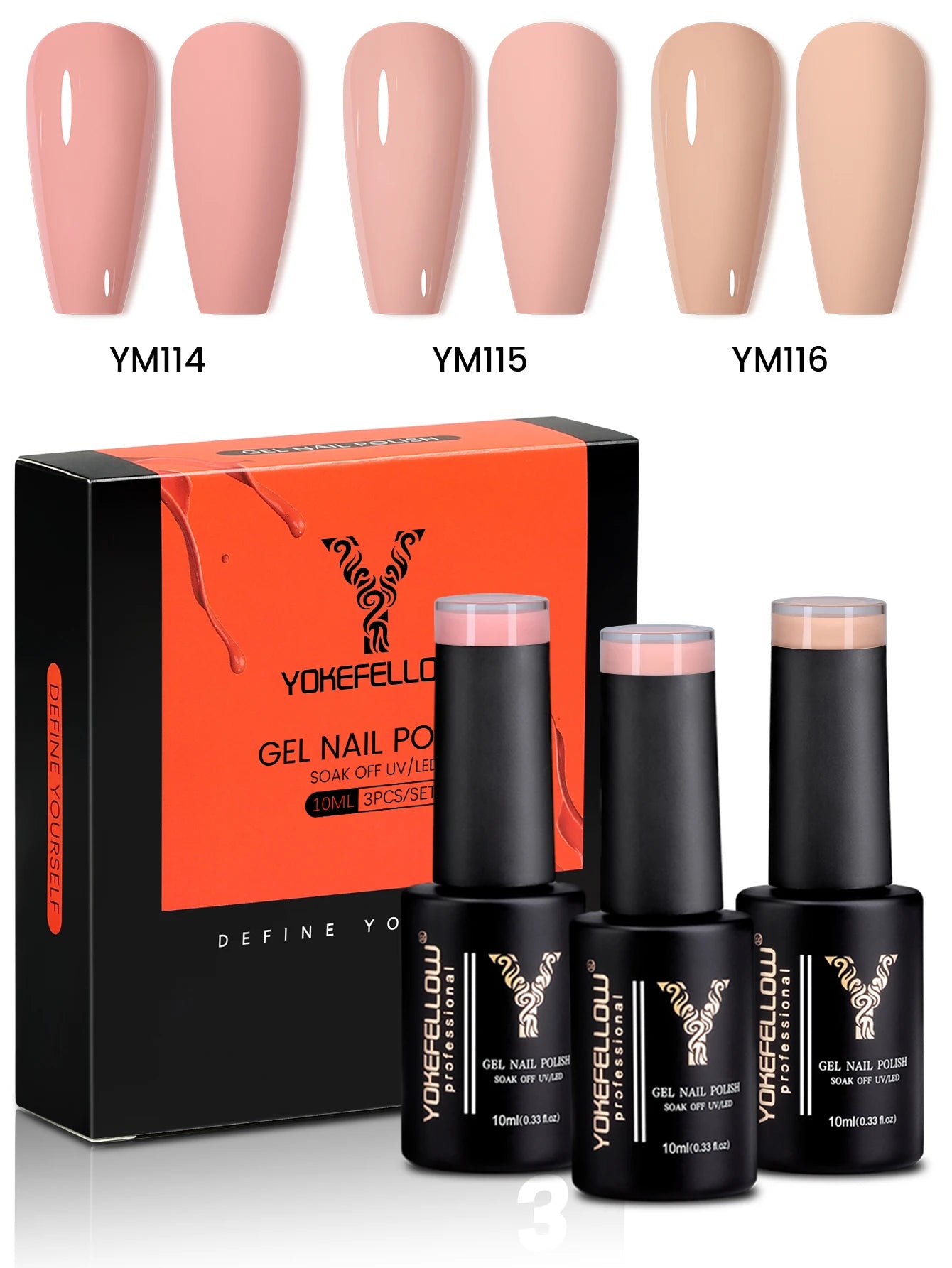 YYOKEFELLOW Gel Nail Polish Set (3 x 10 ml)