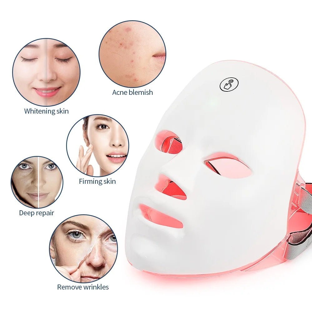 7-Farben LED-Lichtmaske mit Halstherapie