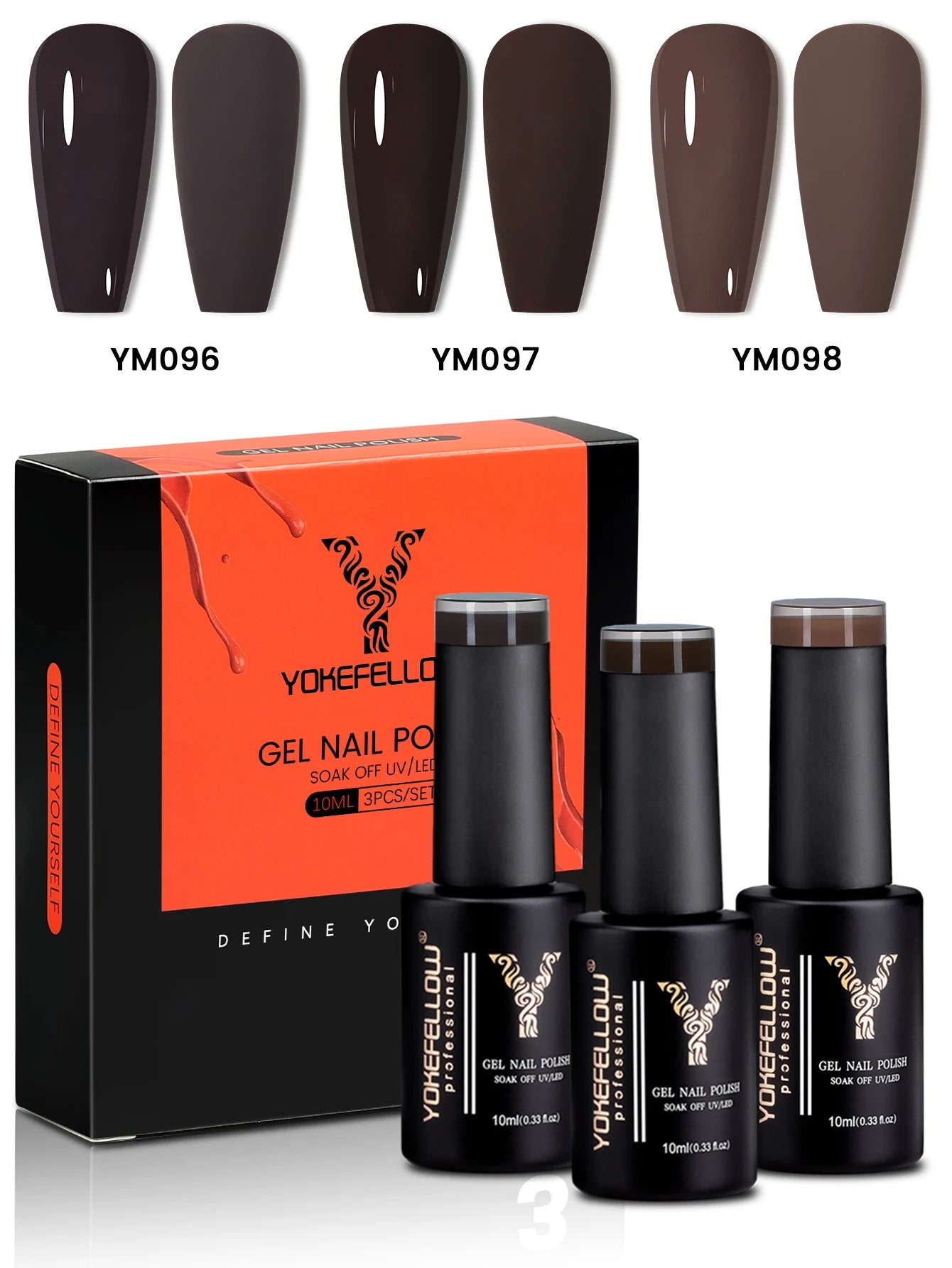 YYOKEFELLOW Gel Nail Polish Set (3 x 10 ml)