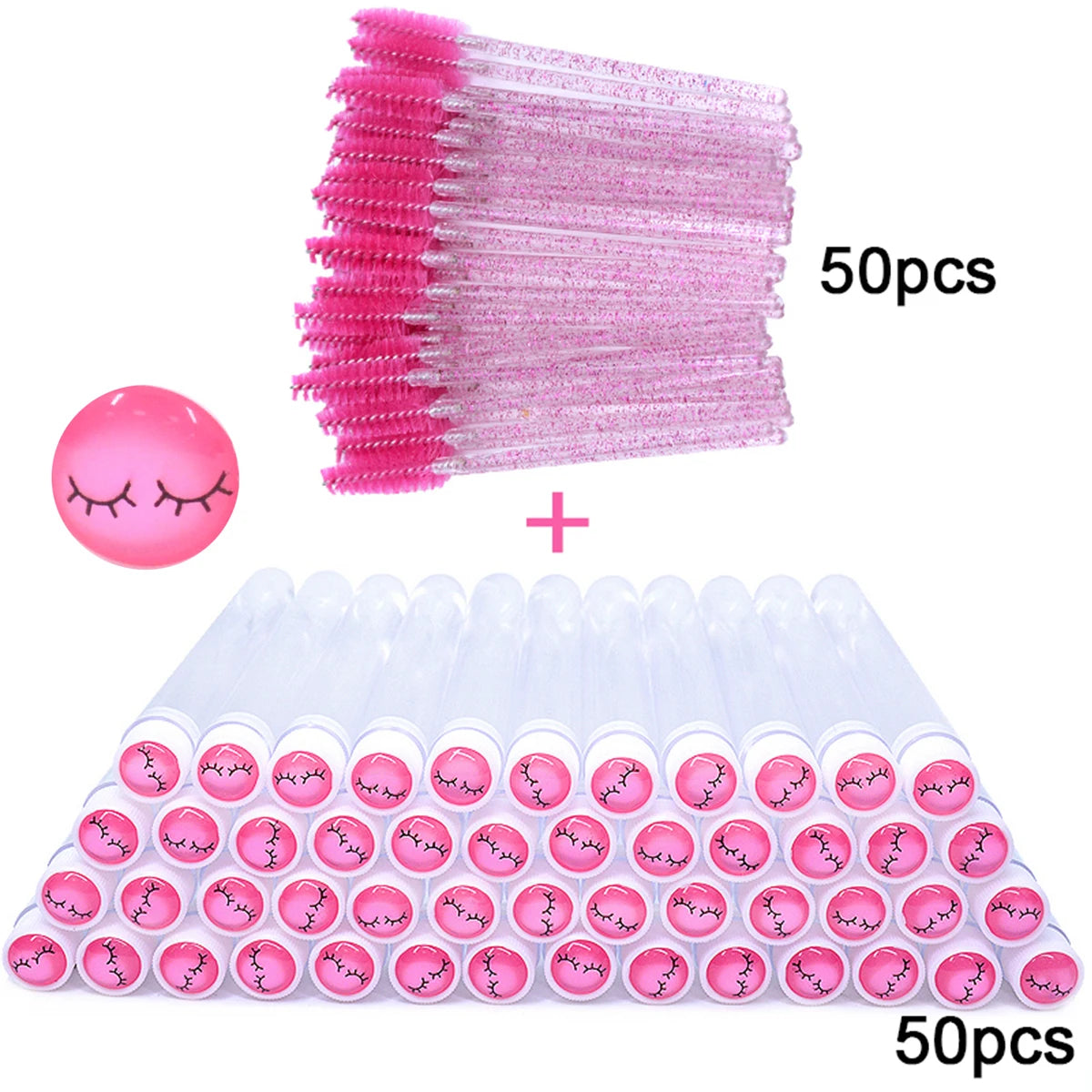 50-teiliges Wimpernbürstenset mit Glitzer-Röhrchen