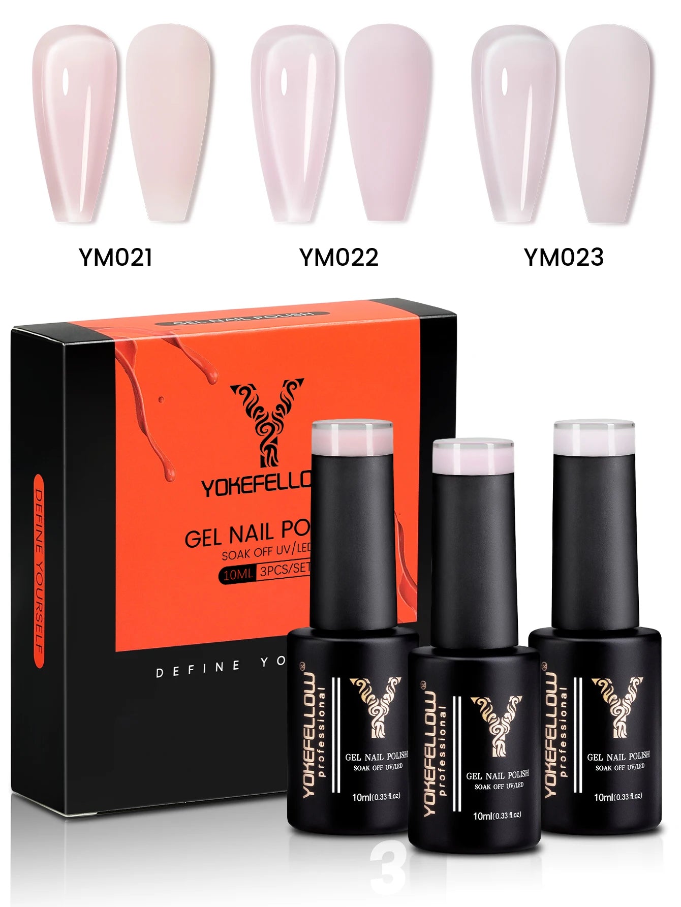 YYOKEFELLOW Gel Nail Polish Set (3 x 10 ml)