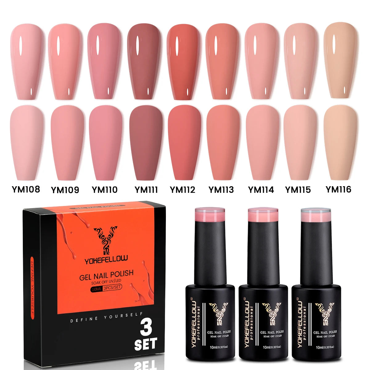 YYOKEFELLOW Gel Nail Polish Set (3 x 10 ml)