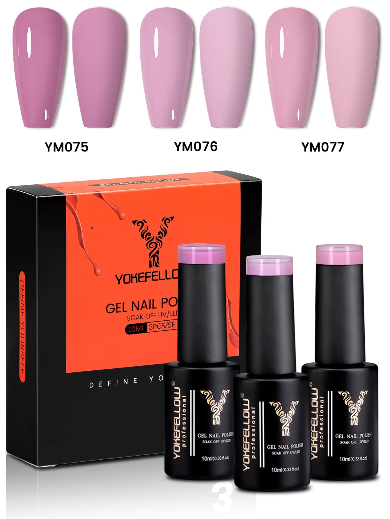 YYOKEFELLOW Gel Nail Polish Set (3 x 10 ml)