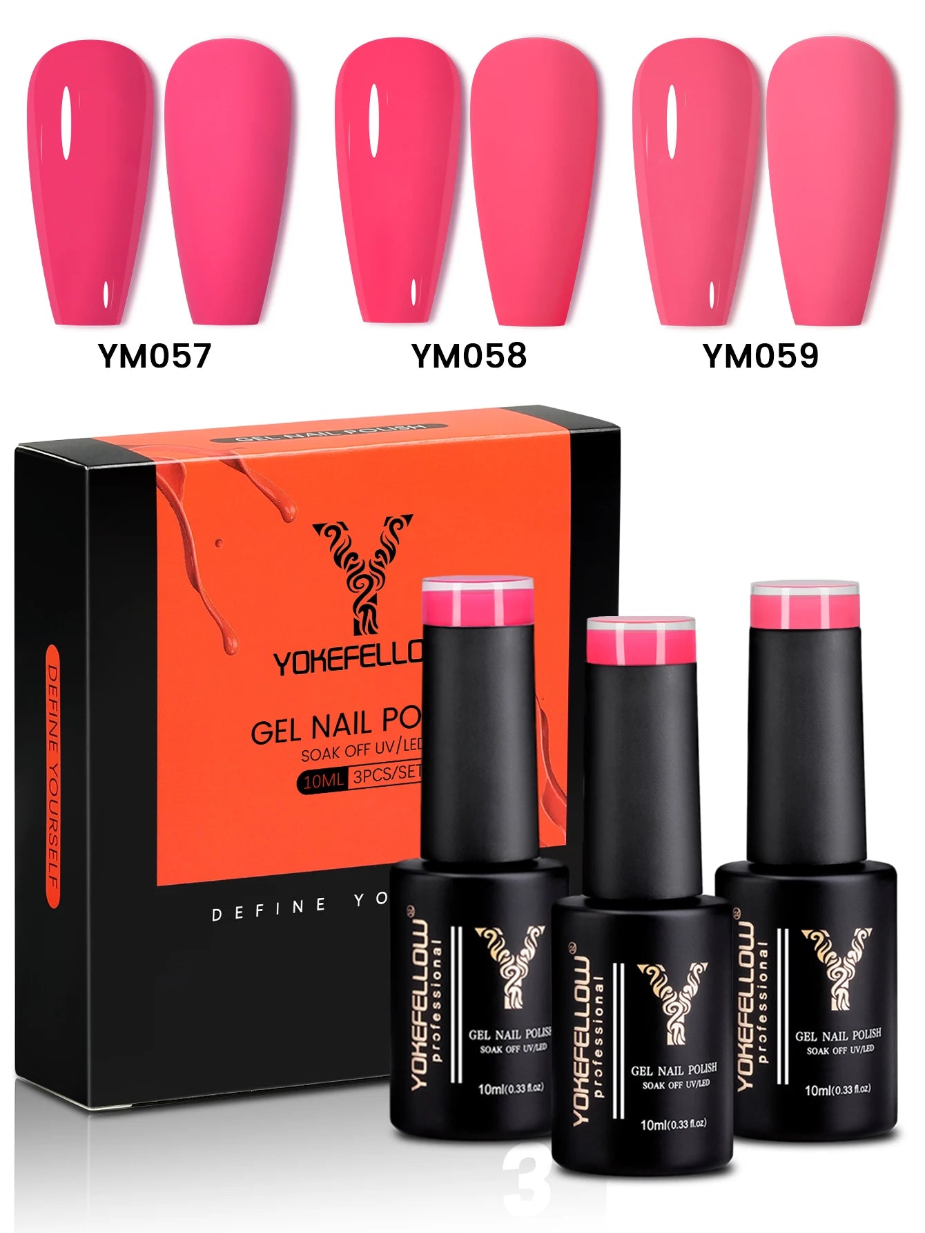 YYOKEFELLOW Gel Nail Polish Set (3 x 10 ml)