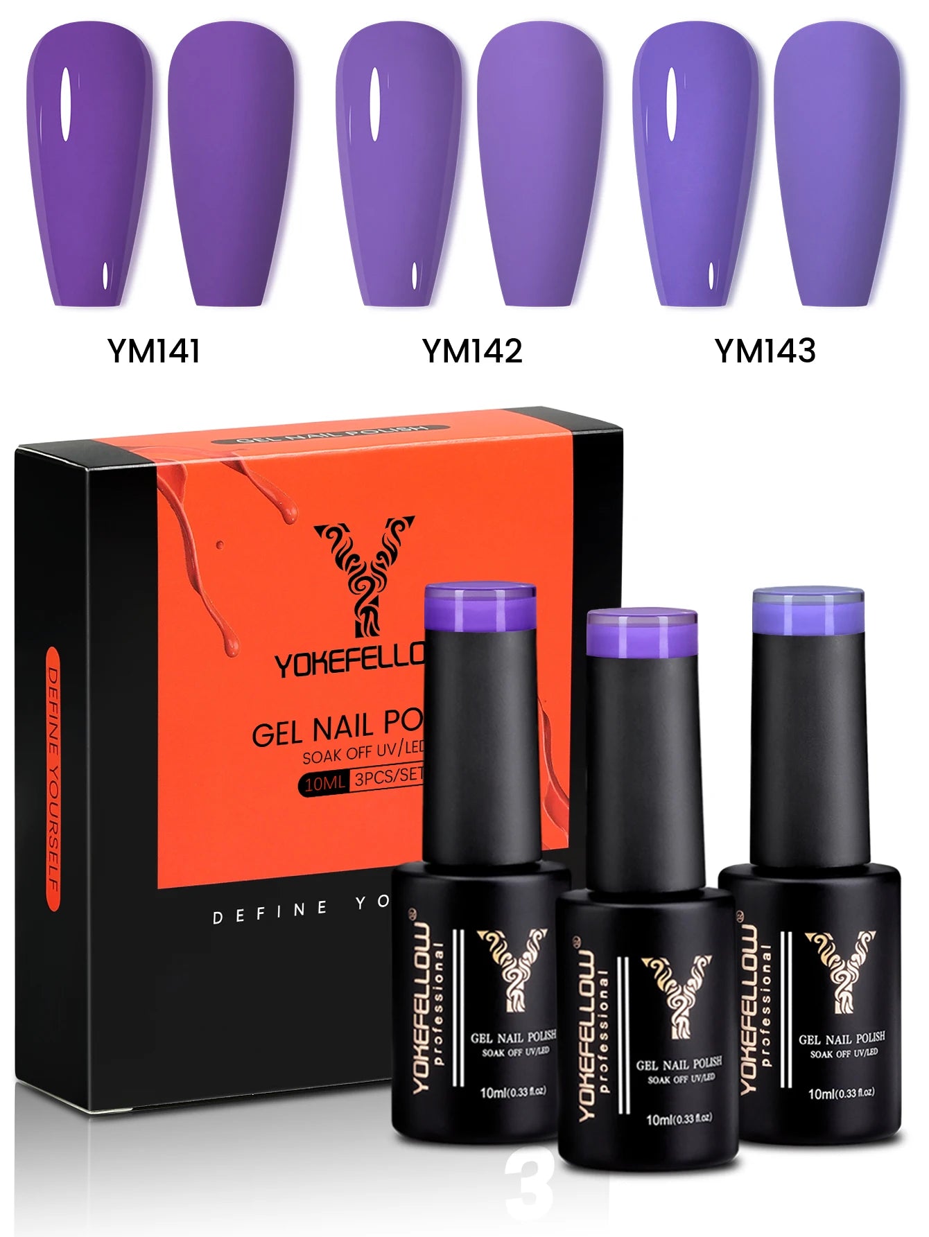 YYOKEFELLOW Gel Nail Polish Set (3 x 10 ml)