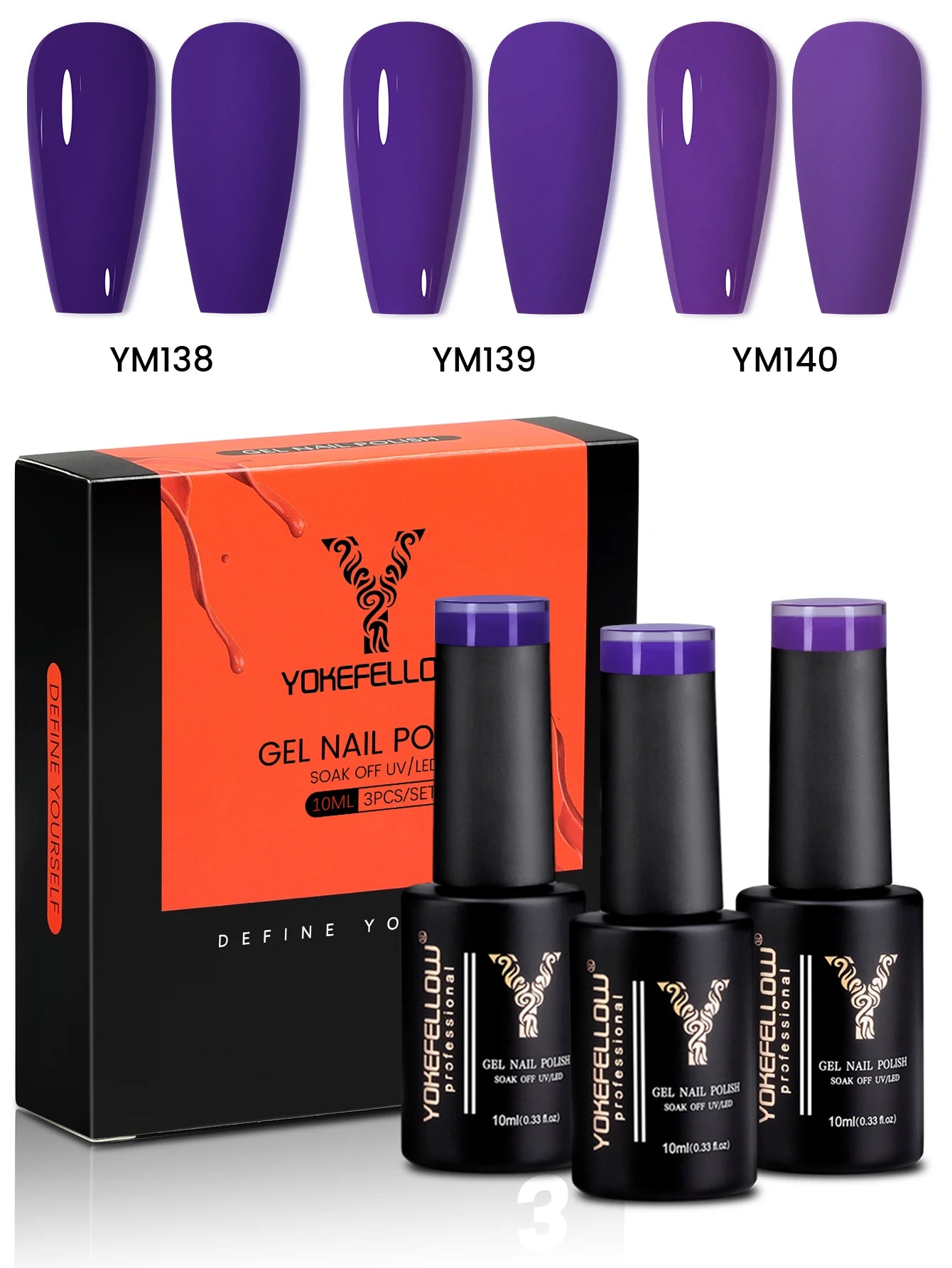 YYOKEFELLOW Gel Nail Polish Set (3 x 10 ml)