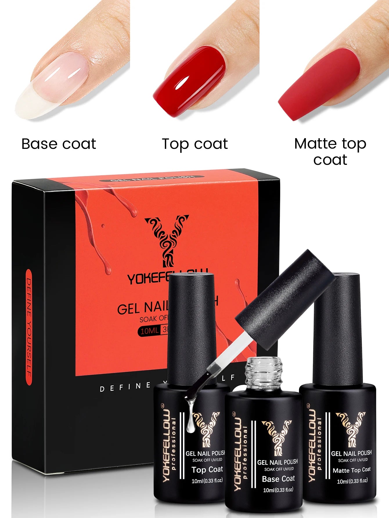 YYOKEFELLOW Gel Nail Polish Set (3 x 10 ml)