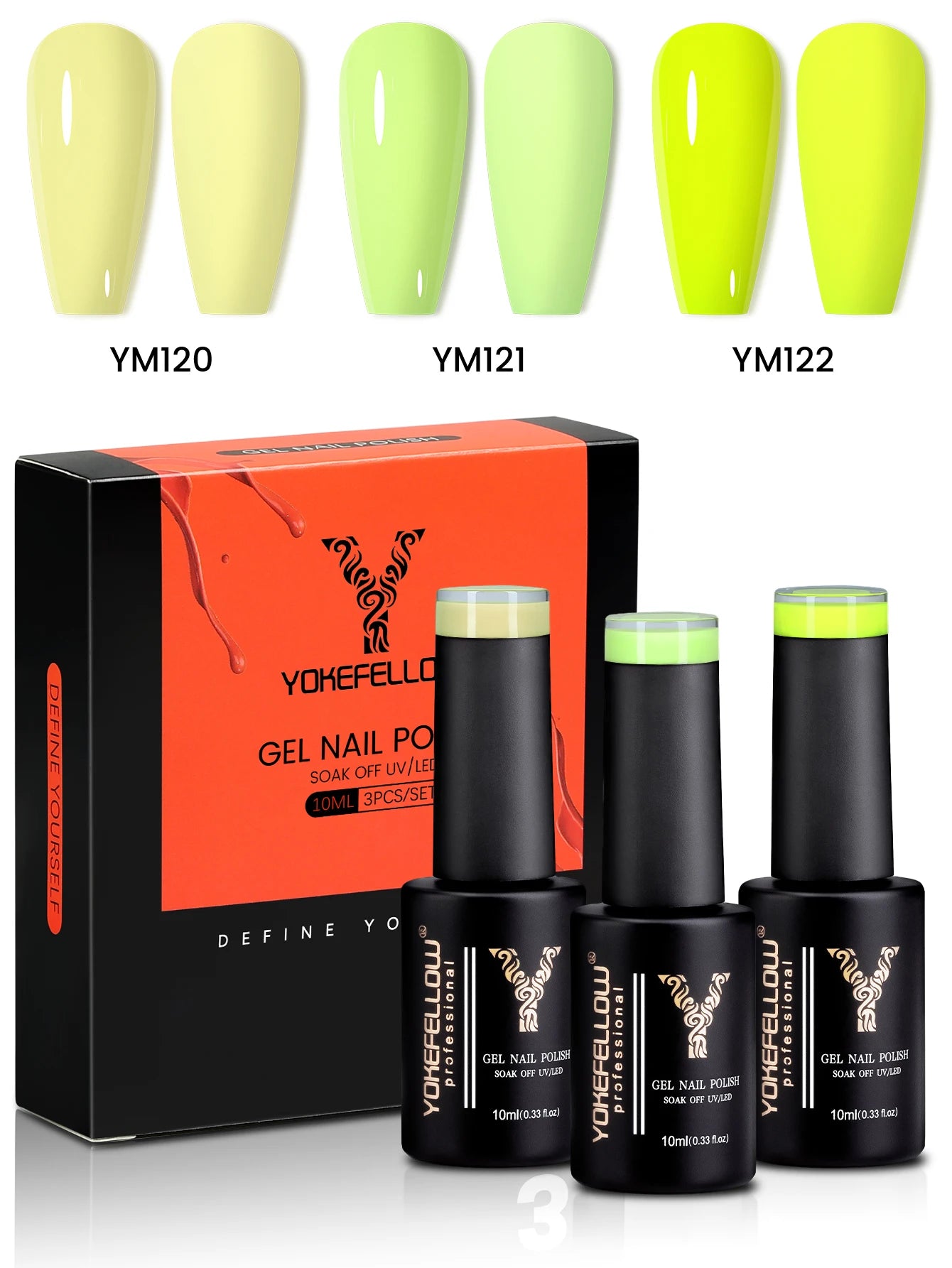 YYOKEFELLOW Gel Nail Polish Set (3 x 10 ml)