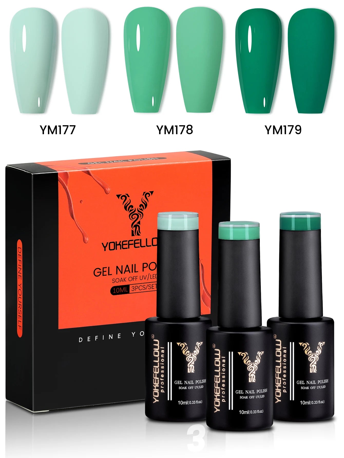 YYOKEFELLOW Gel Nail Polish Set (3 x 10 ml)