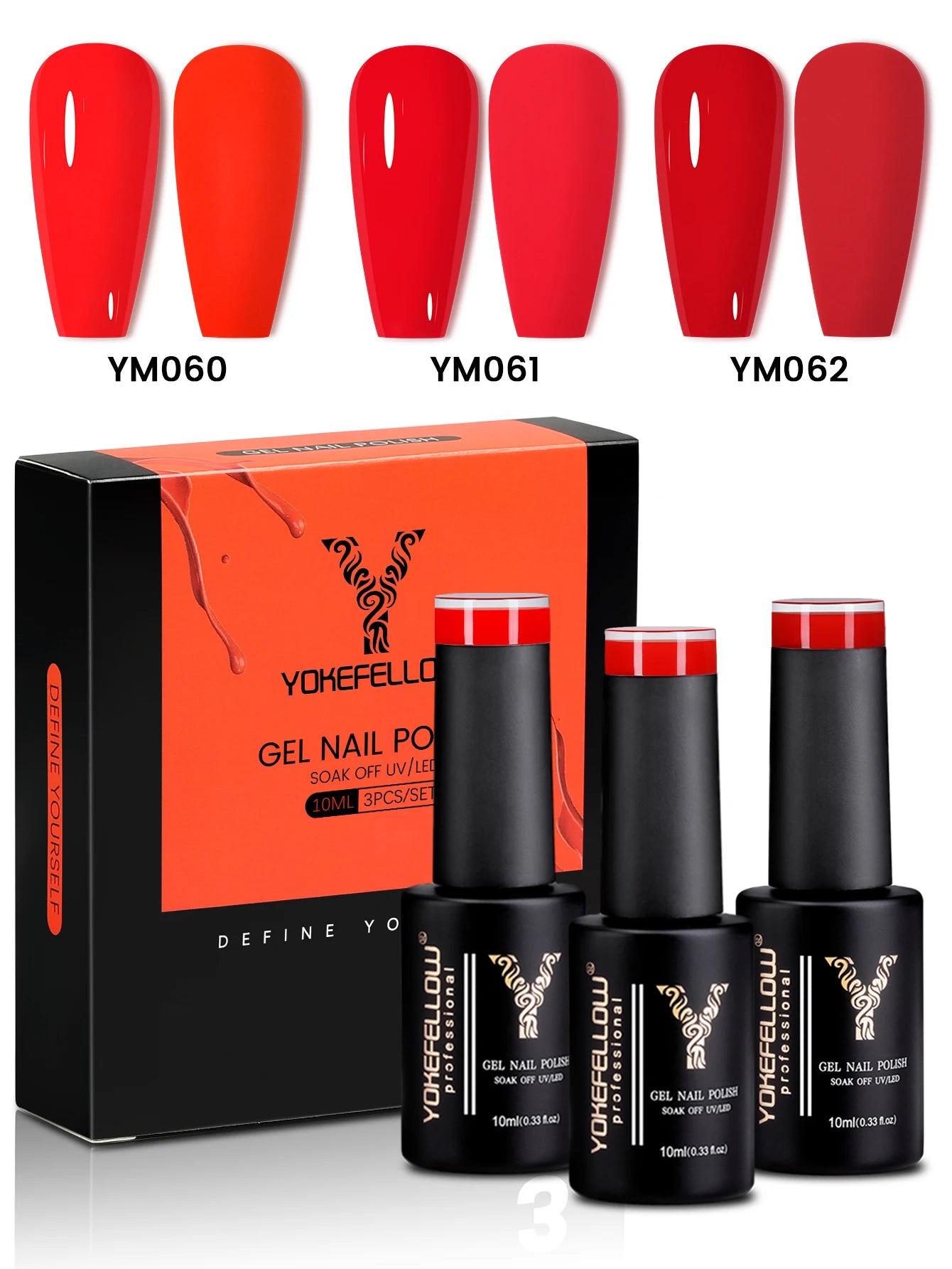 YYOKEFELLOW Gel Nail Polish Set (3 x 10 ml)