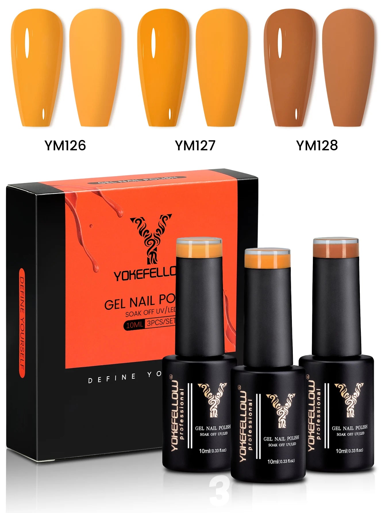 YYOKEFELLOW Gel Nail Polish Set (3 x 10 ml)