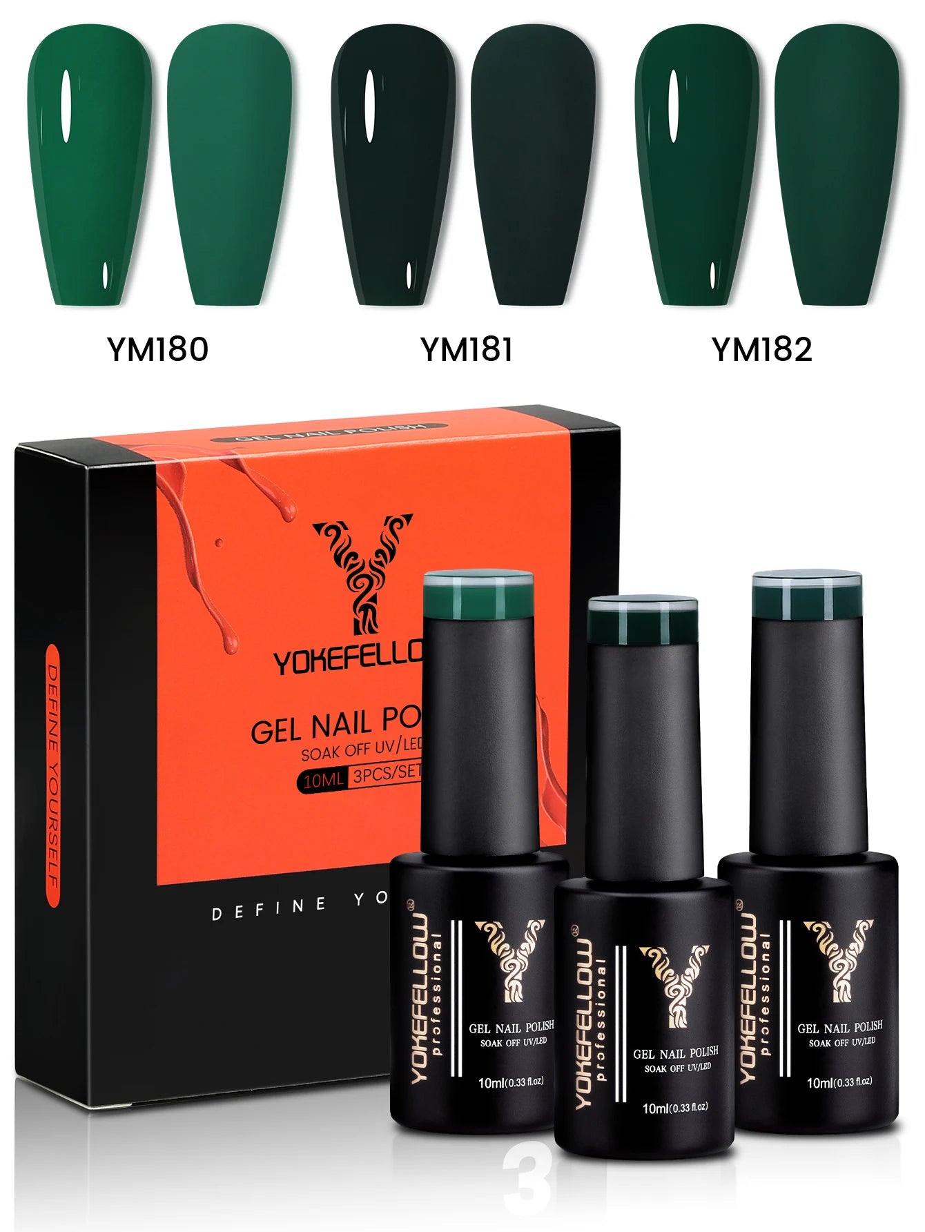 YYOKEFELLOW Gel Nail Polish Set (3 x 10 ml)