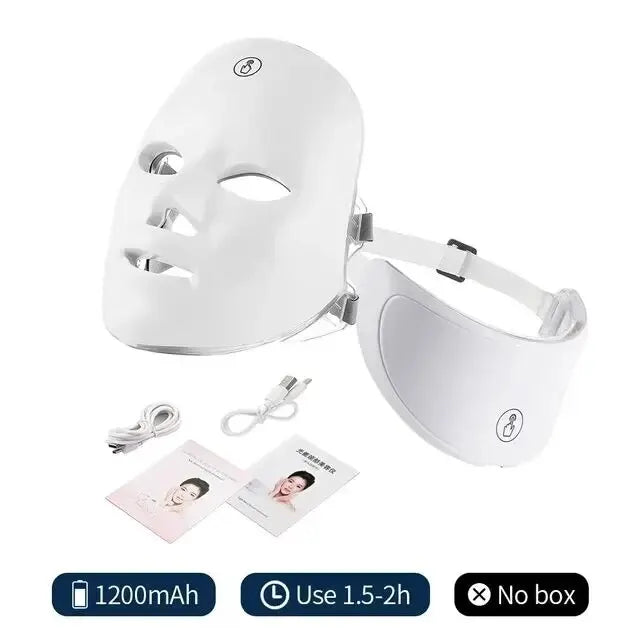 7-Farben LED-Lichtmaske mit Halstherapie