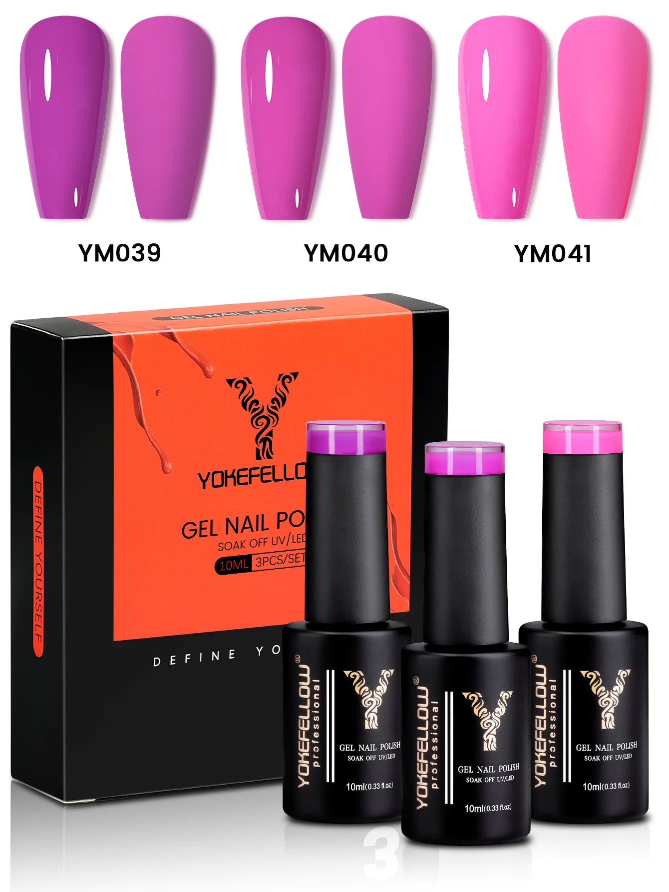 YYOKEFELLOW Gel Nail Polish Set (3 x 10 ml)