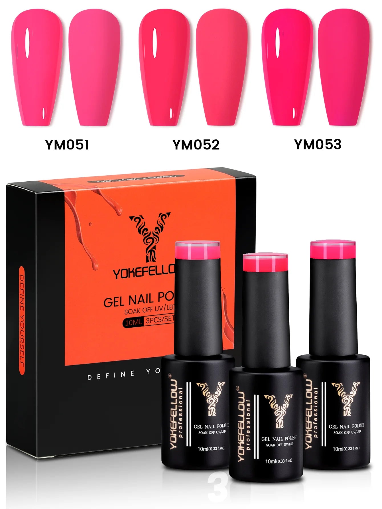 YYOKEFELLOW Gel Nail Polish Set (3 x 10 ml)