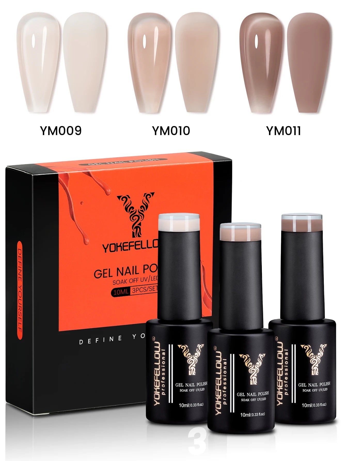 YYOKEFELLOW Gel Nail Polish Set (3 x 10 ml)