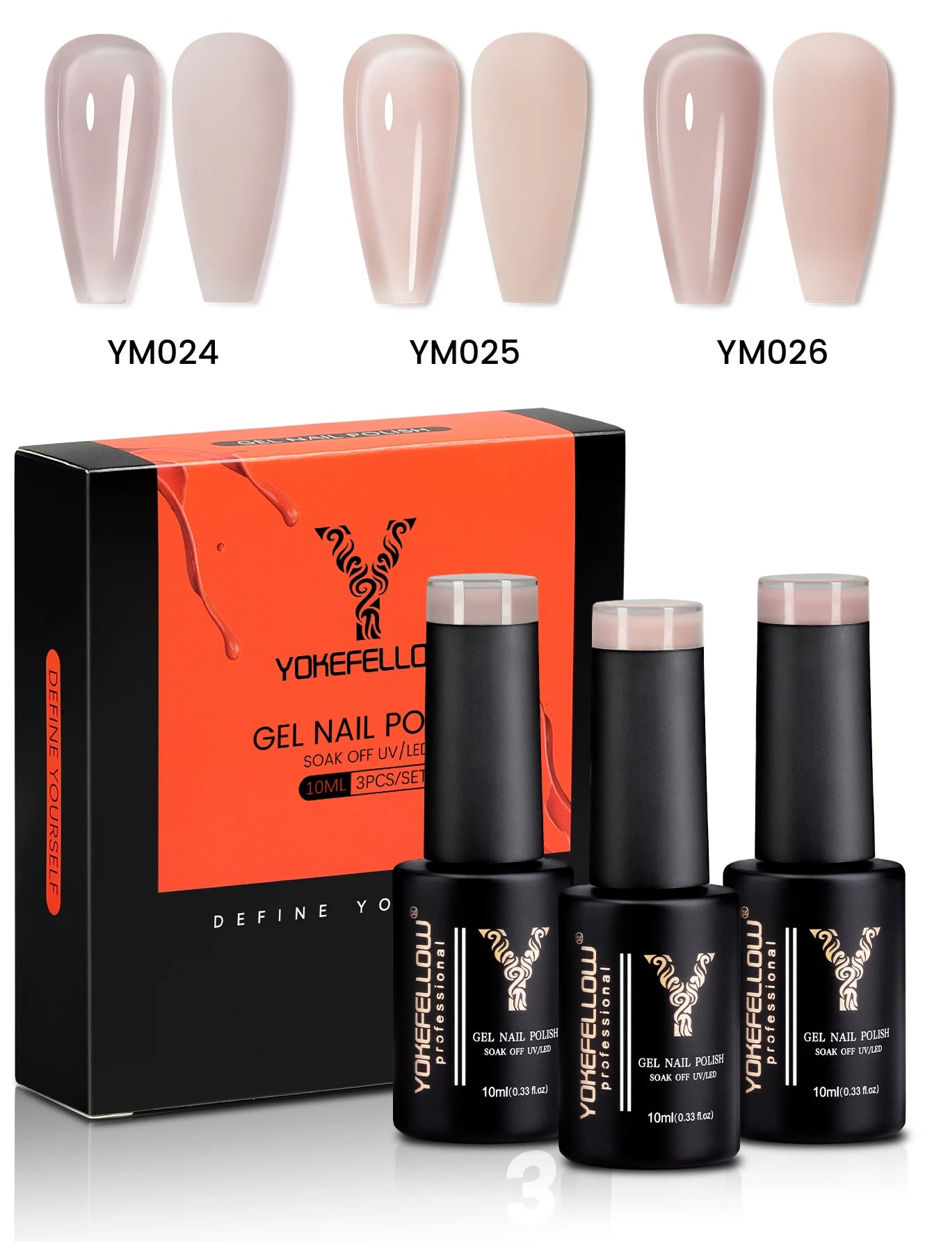 YYOKEFELLOW Gel Nail Polish Set (3 x 10 ml)