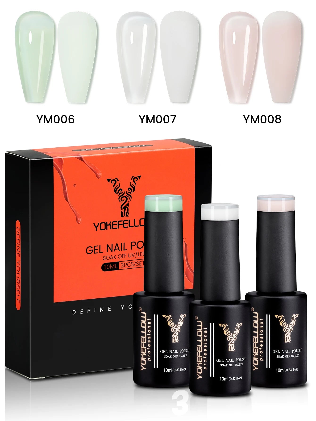 YYOKEFELLOW Gel Nail Polish Set (3 x 10 ml)